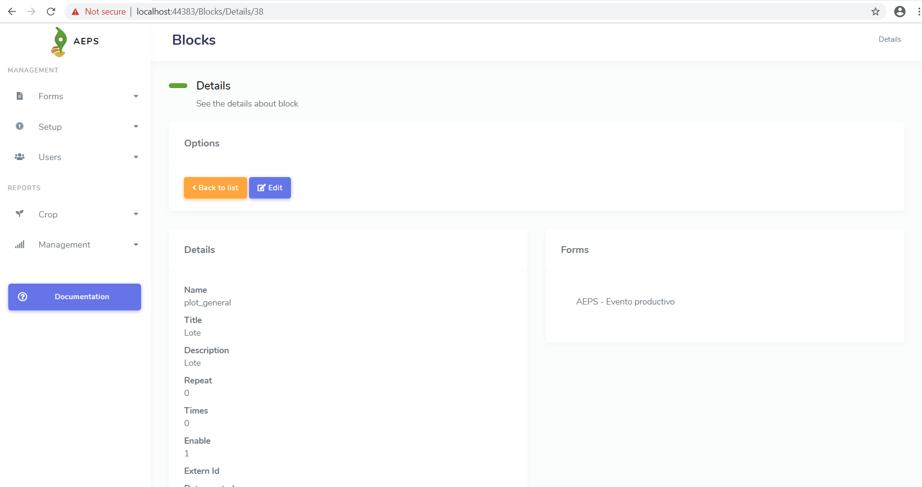 Block's details