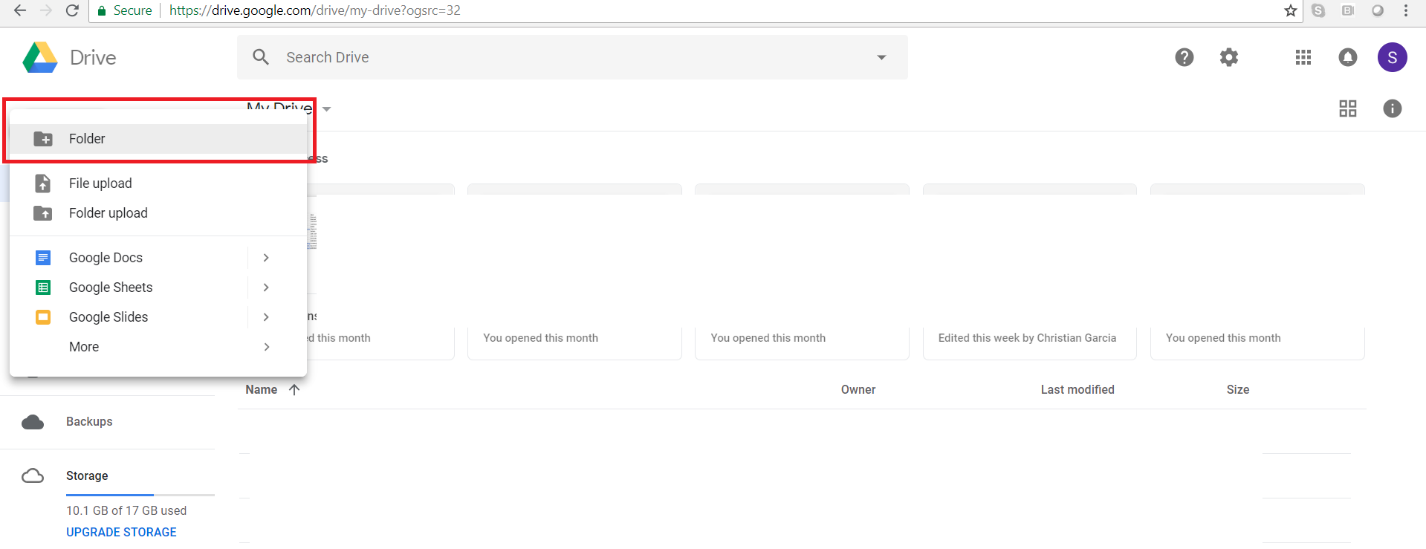 Create folder google drive