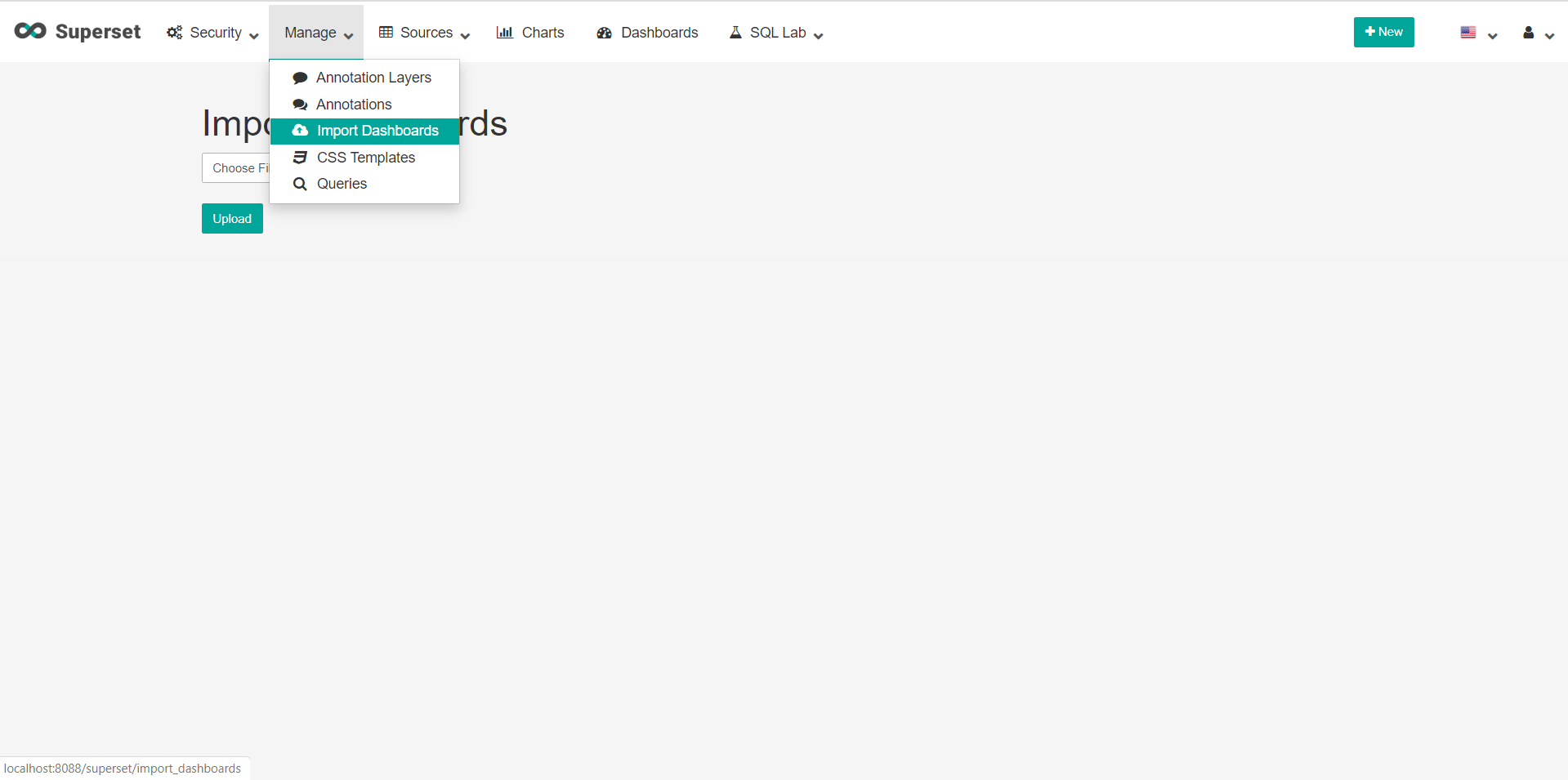 Superset - import dashboard